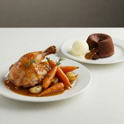 Plat et dessert en livraison